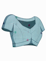 Load image into Gallery viewer, Tulsi Winter Sky Muga Cotton Jamdani Saree