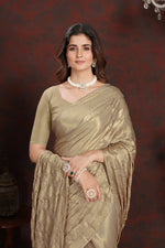 Load image into Gallery viewer, Twilight Gold Satin Silk Saree