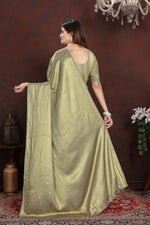 Load image into Gallery viewer, Twilight Green Satin Silk Saree