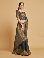 Load image into Gallery viewer, Vasudha Warm Grey Zari Woven Design Chanderi Cotton Saree