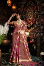 Load image into Gallery viewer, Vedika Purple Jimmi Choo Zari Woven Saree