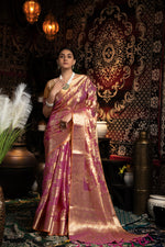 Load image into Gallery viewer, Vedika Purple Jimmi Choo Zari Woven Saree