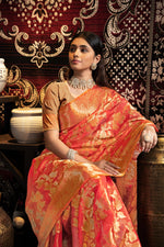 Load image into Gallery viewer, Vedika Red Jimmi Choo Zari Woven Saree