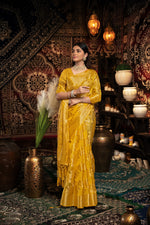 Load image into Gallery viewer, Vedika Yellow Jimmi Choo Zari Woven Saree