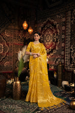 Load image into Gallery viewer, Vedika Yellow Jimmi Choo Zari Woven Saree
