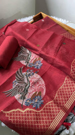 Load image into Gallery viewer, Minimal & Classy Red Muga Cotton Unstitched Suit Set