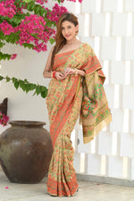 Load image into Gallery viewer, Yashodha Hazelnut Beige Jamewar Kashmiri Soft Modal Silk Saree