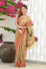 Load image into Gallery viewer, Yashodha Hazelnut Beige Jamewar Kashmiri Soft Modal Silk Saree