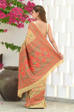 Load image into Gallery viewer, Yashodha Hazelnut Beige Jamewar Kashmiri Soft Modal Silk Saree