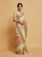 Load image into Gallery viewer, Gulabo Almond Beige Woven Jamewar Kashmiri Modal Silk Saree