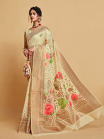 Load image into Gallery viewer, Gulabo Almond Beige Woven Jamewar Kashmiri Modal Silk Saree