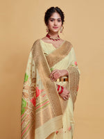 Load image into Gallery viewer, Gulabo Almond Beige Woven Jamewar Kashmiri Modal Silk Saree