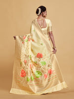Load image into Gallery viewer, Gulabo Cream White Woven Jamewar Kashmiri Modal Silk Saree