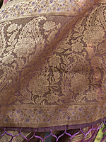 Load image into Gallery viewer, Rangkat Purpureus Wine Leheriya Design Banarasi Organza Saree