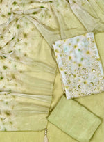 Load image into Gallery viewer, Organza Silk Green Soft Organza Unstitched Suit Set
