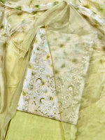 Load image into Gallery viewer, Organza Silk Green Soft Organza Unstitched Suit Set
