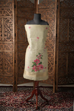 Load image into Gallery viewer, Modern Minimal Pista Green Floral Muga Cotton Unstitched Suit Set
