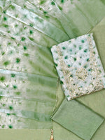Load image into Gallery viewer, Organza Silk Light Green Soft Organza Unstitched Suit Set
