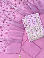 Load image into Gallery viewer, Organza Silk Purple Soft Organza Unstitched Suit Set
