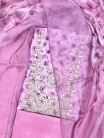 Load image into Gallery viewer, Organza Silk Purple Soft Organza Unstitched Suit Set
