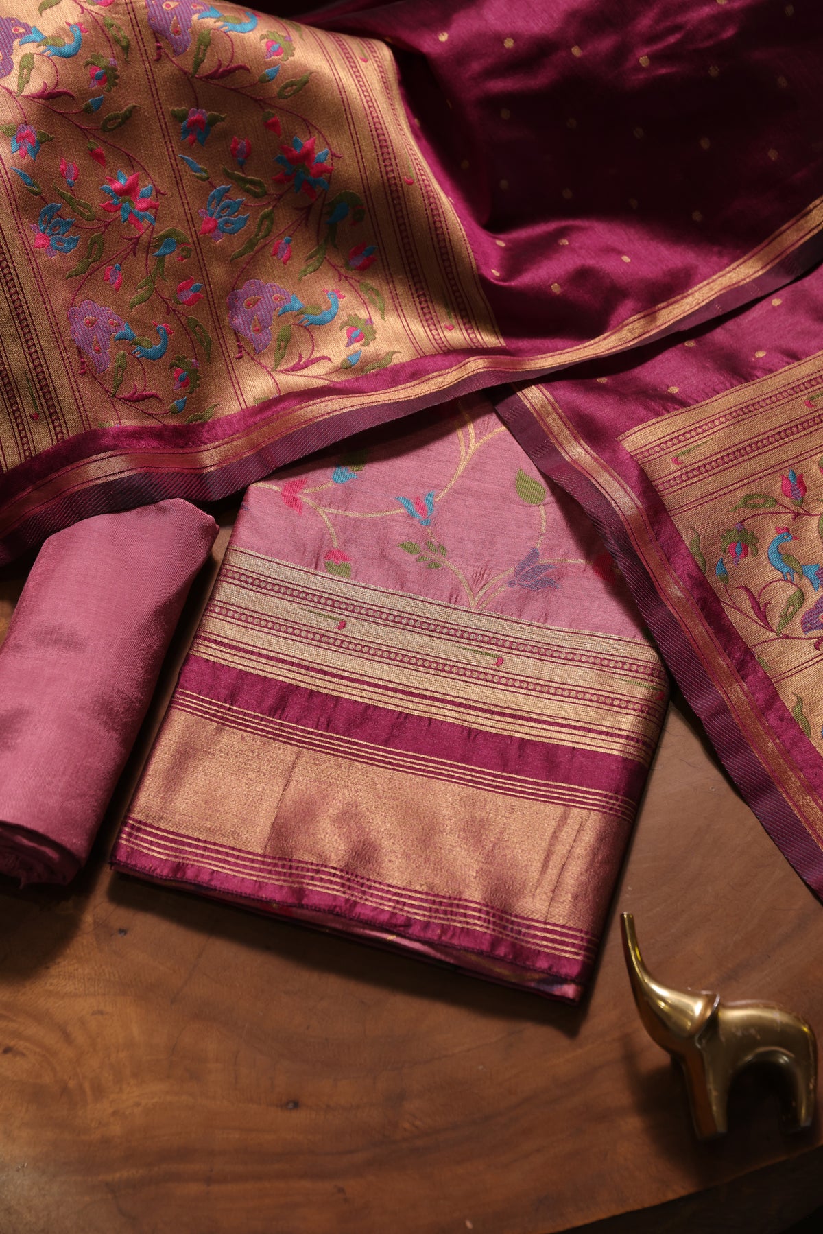 Silk Whisper Pink Raw Silk Unstitched Suit Set