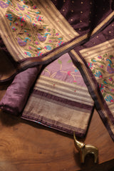 Silk Whisper Lavender Raw Silk Unstitched Suit Set