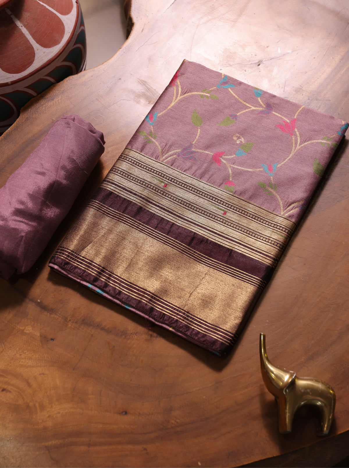 Silk Whisper Lavender Raw Silk Unstitched Suit Set