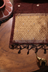 Golden Haze Brown Muga Silk Unstitched Suit Set