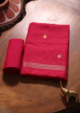 Golden Haze Pink Muga Silk Unstitched Suit Set