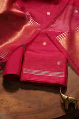 Golden Haze Pink Muga Silk Unstitched Suit Set
