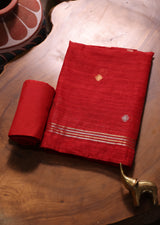 Golden Haze Red Muga Silk Unstitched Suit Set