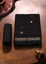 Golden Haze Black Muga Silk Unstitched Suit Set