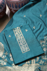 Solace Teal Soft Cotton Unstitched Suit Set