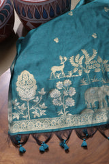 Solace Teal Soft Cotton Unstitched Suit Set