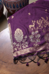 Solace Wine Soft Cotton Unstitched Suit Set