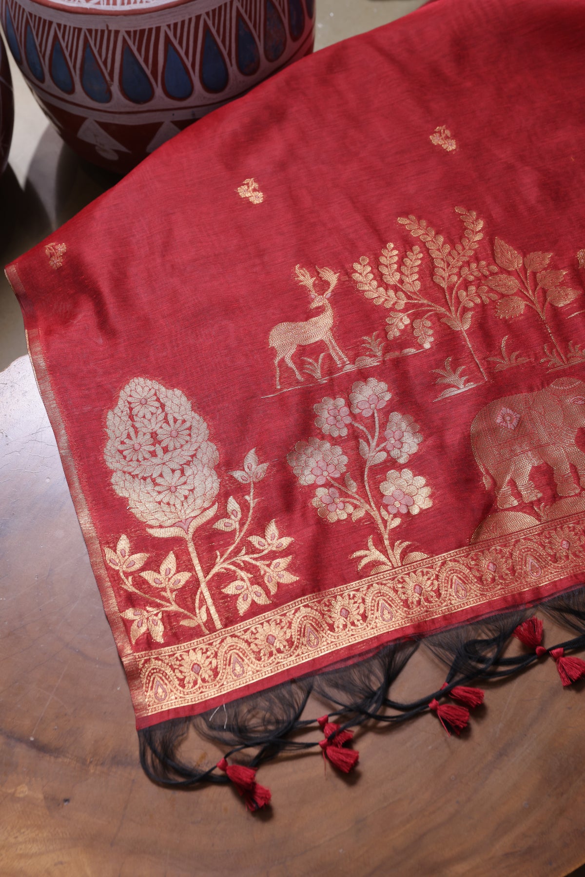 Solace Red Soft Cotton Unstitched Suit Set