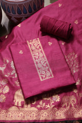 Solace Pink Soft Cotton Unstitched Suit Set