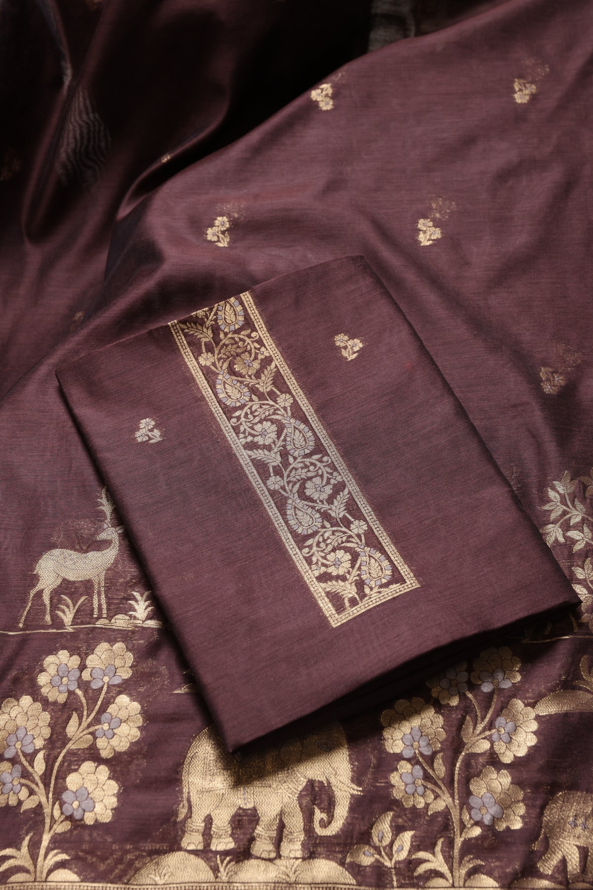 Solace Brown Soft Cotton Unstitched Suit Set