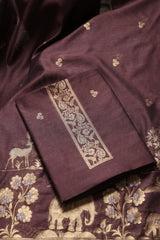 Solace Brown Soft Cotton Unstitched Suit Set