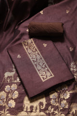 Solace Brown Soft Cotton Unstitched Suit Set