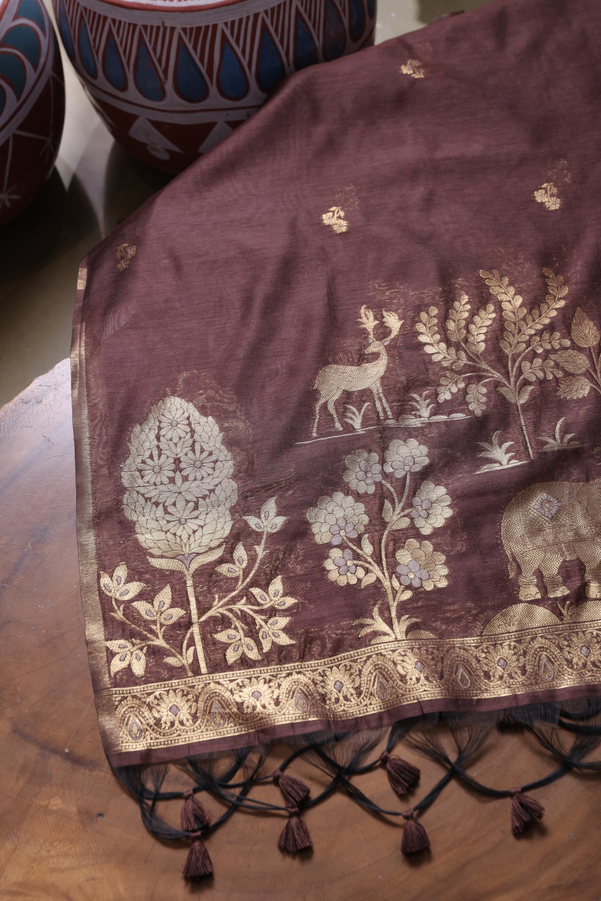 Solace Brown Soft Cotton Unstitched Suit Set