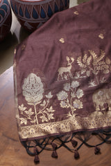 Solace Brown Soft Cotton Unstitched Suit Set