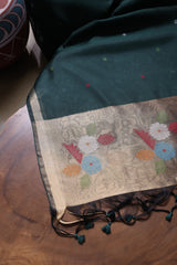 Floral Kiss Dark Green Soft Cotton Unstitched Suit Set