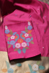 Floral Kiss Pink Soft Cotton Unstitched Suit Set
