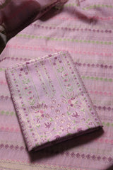 Opal Bliss Lavender Muga Cotton Pashmina Unstitched Suit Set