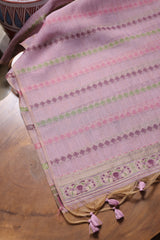 Opal Bliss Lavender Muga Cotton Pashmina Unstitched Suit Set