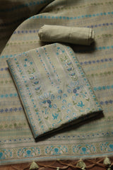 Opal Bliss Green Muga Cotton Pashmina Unstitched Suit Set