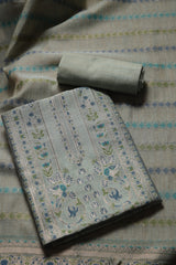 Opal Bliss Sea Green Muga Cotton Pashmina Unstitched Suit Set