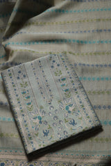Opal Bliss Sea Green Muga Cotton Pashmina Unstitched Suit Set