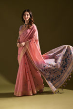 Load image into Gallery viewer, Siara Pink Muga Cotton Saree
